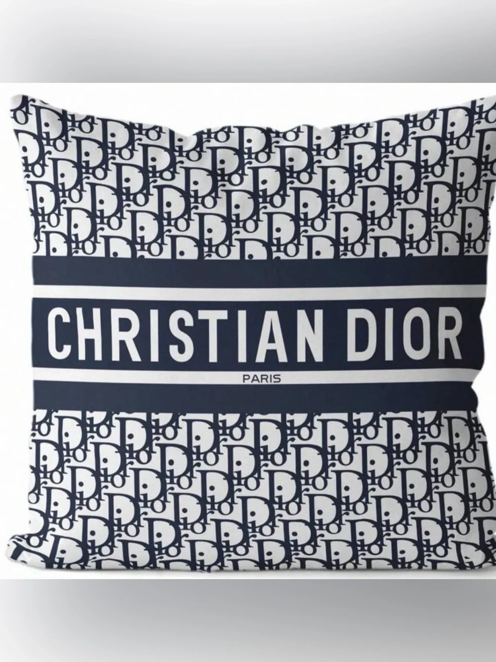 New Signature Logo Pillow CASE in Navy & White 18 inch